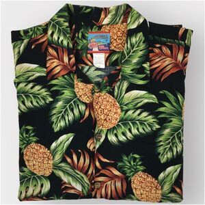 Vintage Reyn Spooner Hawaiian Button Up Shirt Rayon Mens Size XL Camp Pineapple‎